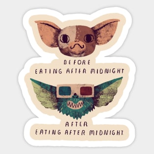 before and after midnight eating Sticker